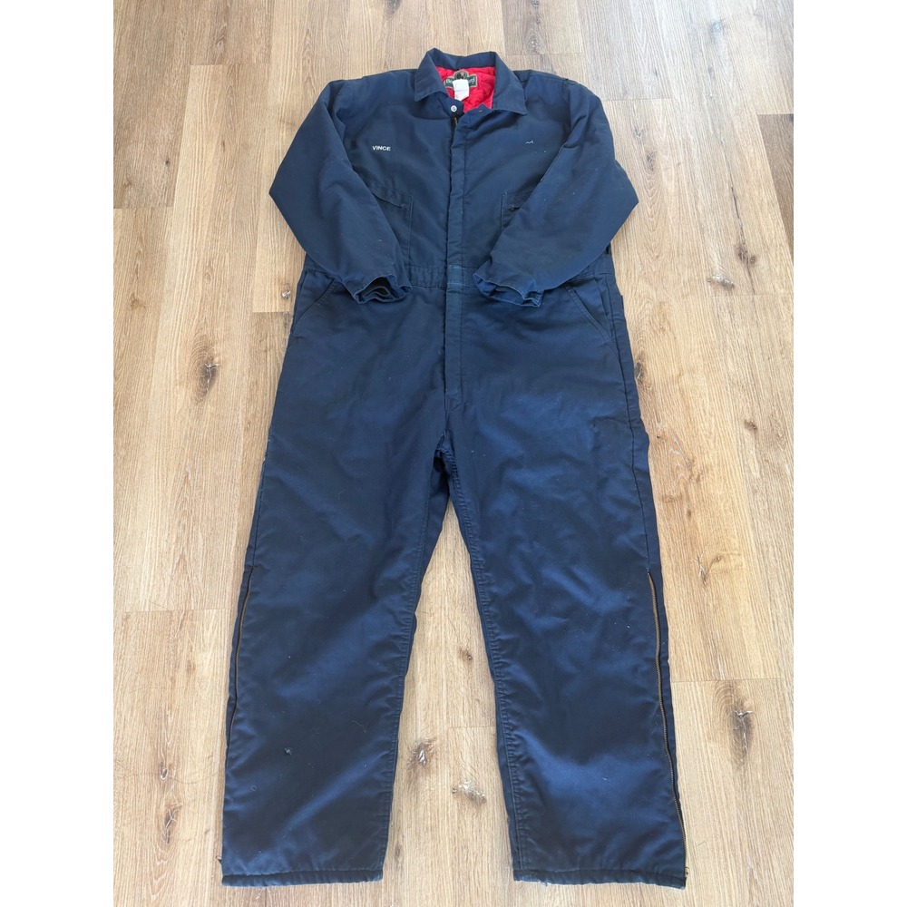 Berne Apparel Insulated Coveralls Mens XL Navy Blue Quilted Lined Workwear‎